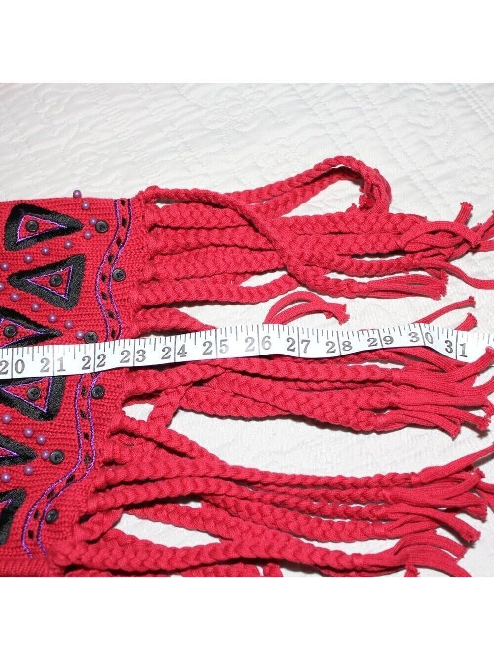 Bob Mackie Wearable Art Womens Pink Sweater Zip Fringe Embroidered Size Medium - Picture 11 of 11